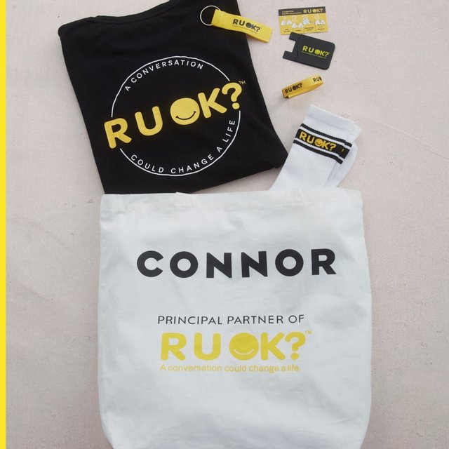 R U OK? Day is this Thursday. Wear the tee, share the message, support the cause. 100% of proceeds go directly to @ruokday programs that help spark meaningful conversations. 💛