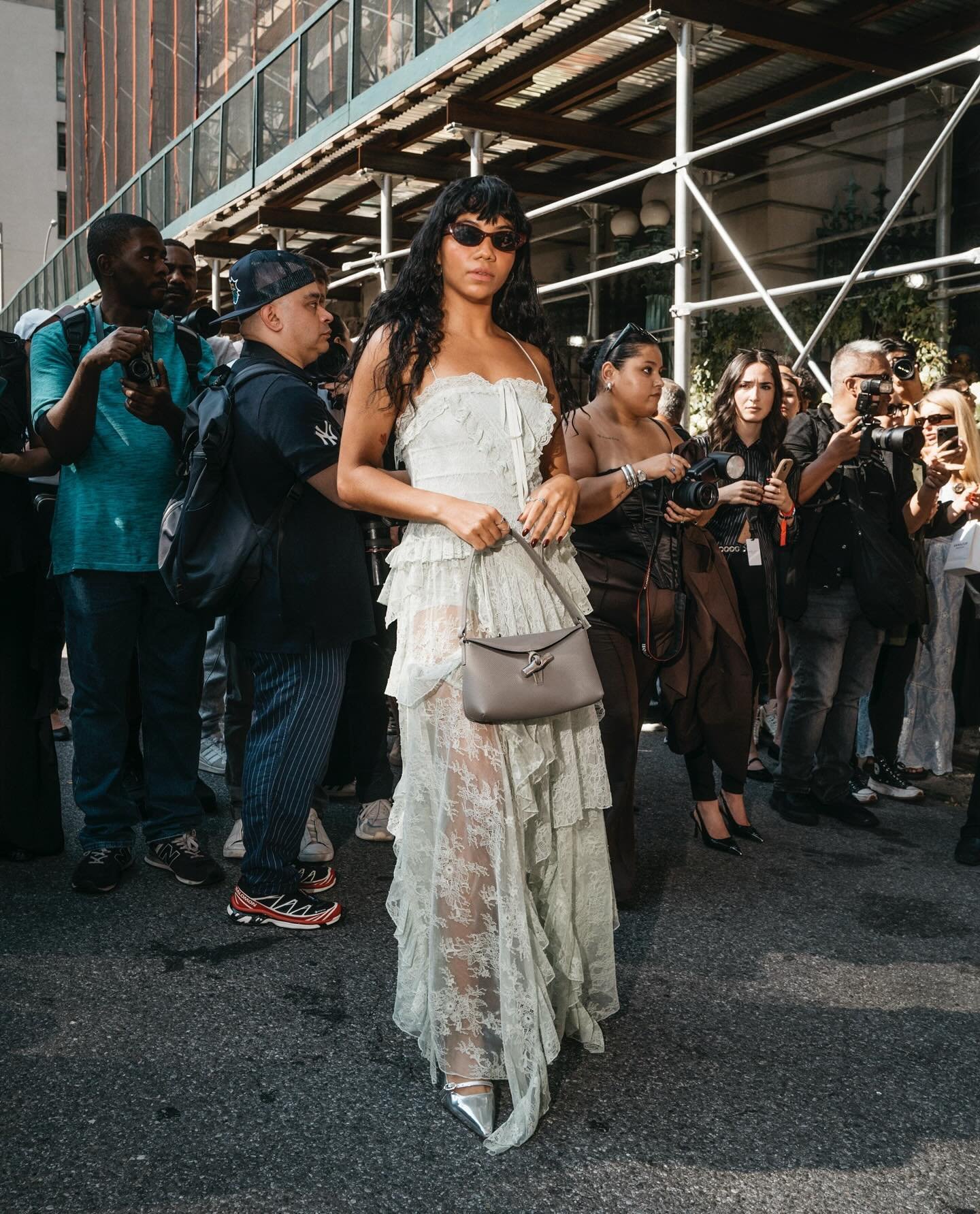 Karys Mixed Media Skirt In Green Tea | Alice + Olivia