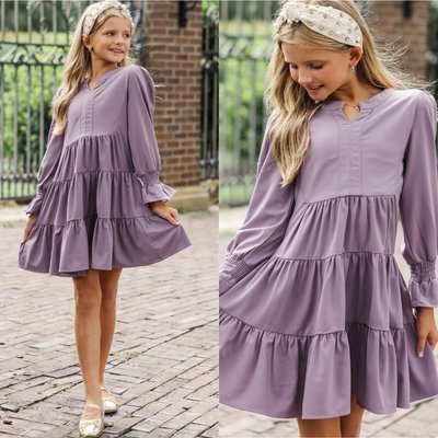 Whimsical and twirl-ready 💜 This lavender purple dress brings sweet, playful charm to her fall wardrobe.

$44 >> Girls: In Your Happy Place Lavender Purple Dress