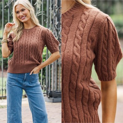 Cozy meets classic in this cable knit sweater! The warm cognac tone is perfect for layering, while the soft knit and relaxed fit make it ideal for everything from coffee dates to weekend errands. Pair with jeans or a skirt for effortless fall style. ✨🍂

>> Give It  A Try Cognac Brown Cable Knit Sweater

#shopthemint #boutique #onlineshopping #styledaily #getthelook #falllooks #autumnstyles