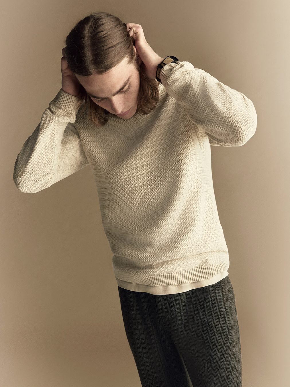 Shop Popcorn Crew Sweater: Offwhite Textured Knit | KC