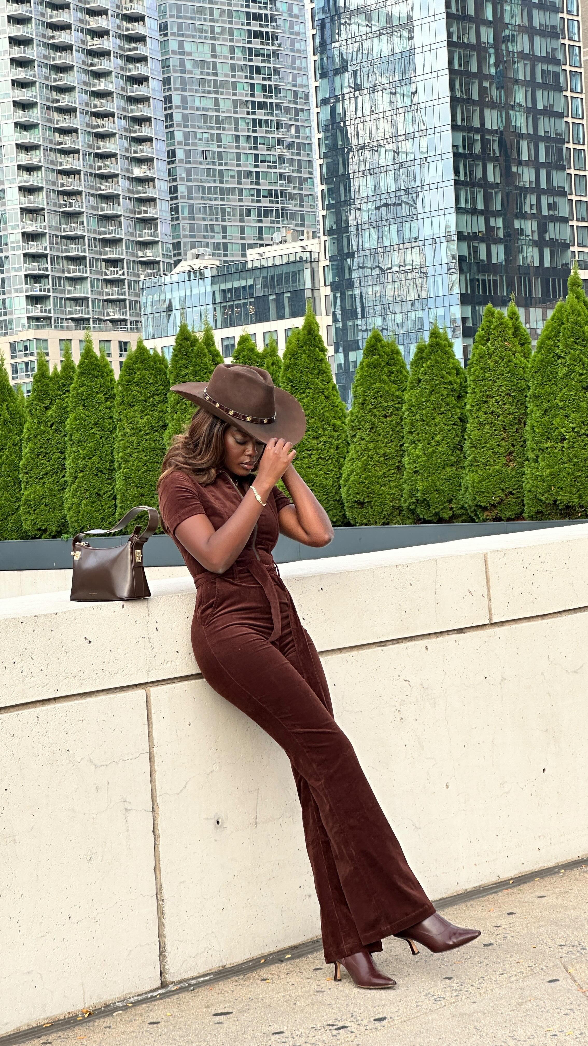 Gorgeous Corduroy Jumpsuit In Dark Chocolate | Alice + Olivia