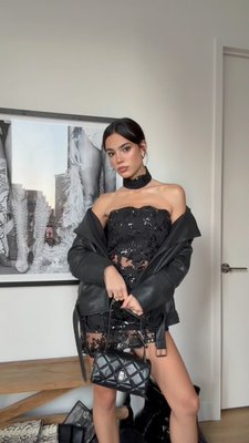 GEORGIE EMBELLISHED LACE MINI DRESS in BLACK | ALICE + OLIVIA