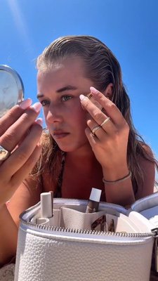Getting ready by the waves with my @etoile Vanity Case in tow and it's packed with all the essentials including @summerfridays' Lip Butter Balm 🌊💄 Shop these must-haves now