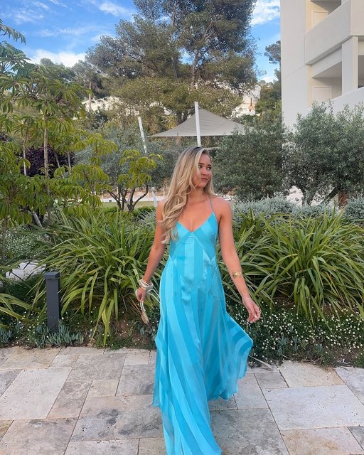 River Island Womens Blue Stripe Chiffon Maxi Cami Slip Dress