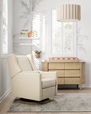 Babyletto Kiwi Ivory Boucle Nursery Power Glider Recliner Chair with Gold Base - image 14 of 17