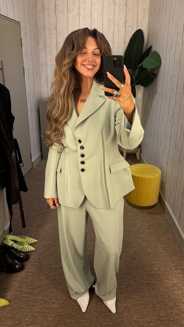 River Island Womens Ri Studio Green Cinched Waist Blazer