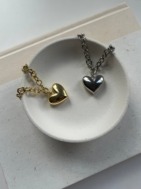 Millie Mini Bubble Heart Necklace - Silver