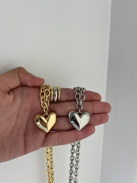 Millie Mini Bubble Heart Necklace - Silver