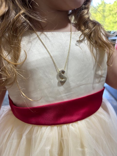 Kids’ Bubble Initial Necklace - Gold/Pavé