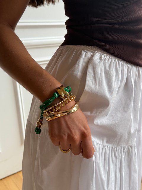 Dive In Initial Bracelet - Green Apple Cord
