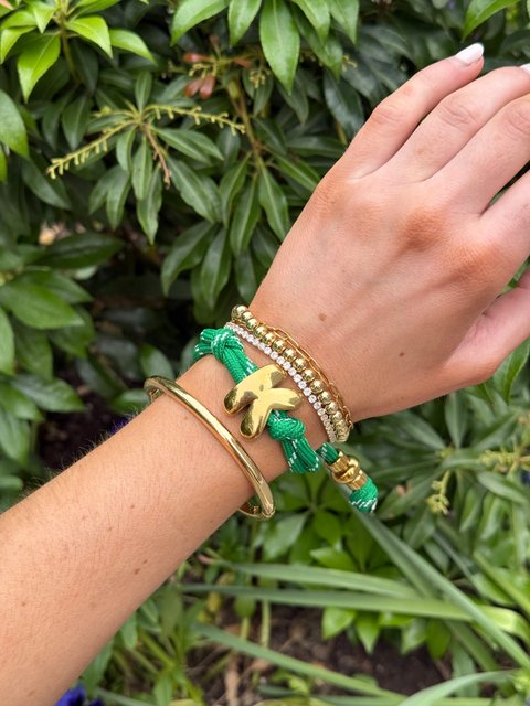Dive In Initial Bracelet - Green Apple Cord