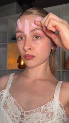 @mikaelarosecarey is wishing goodnight to everyone but gravity with @skingymco's Face Tape 👏 These pre-cut strips are designed to gently lift, firm, and smooth the skin overnight 💖