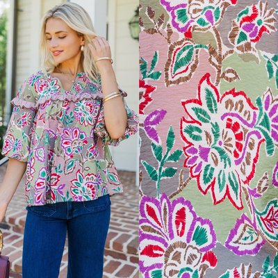 This floral blouse is ready to turn heads! The bold print, textured fabric, and playful ruffle detail make it the perfect piece to dress up your everyday denim or pair with polished trousers.

>> In Full Fern Olive Floral Blouse

#shopthemint #boutique #onlineshopping #styledaily #getthelook #everydayfashion