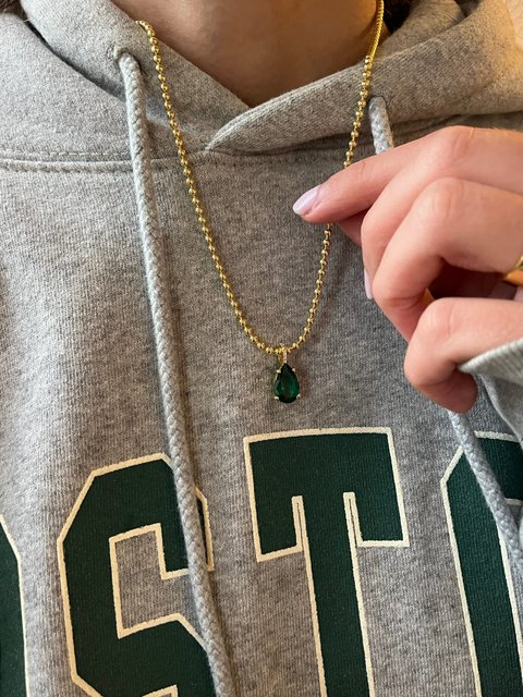 Esther 18K Gold Plated Sterling Silver Birthstone Necklace - Emerald