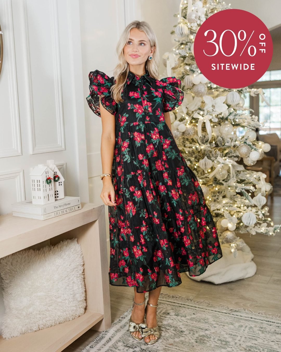 未使用タグ付‼️ Berry Garden Tiered Dress 黒M More Good Days Black Brocade Midi Dress – Shop the Mint