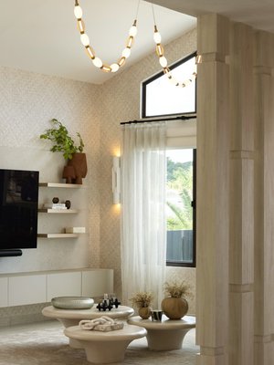 Pompeo 39" Round Ivory Cast Resin Indoor/Outdoor Coffee Table Large - image 13 of 17