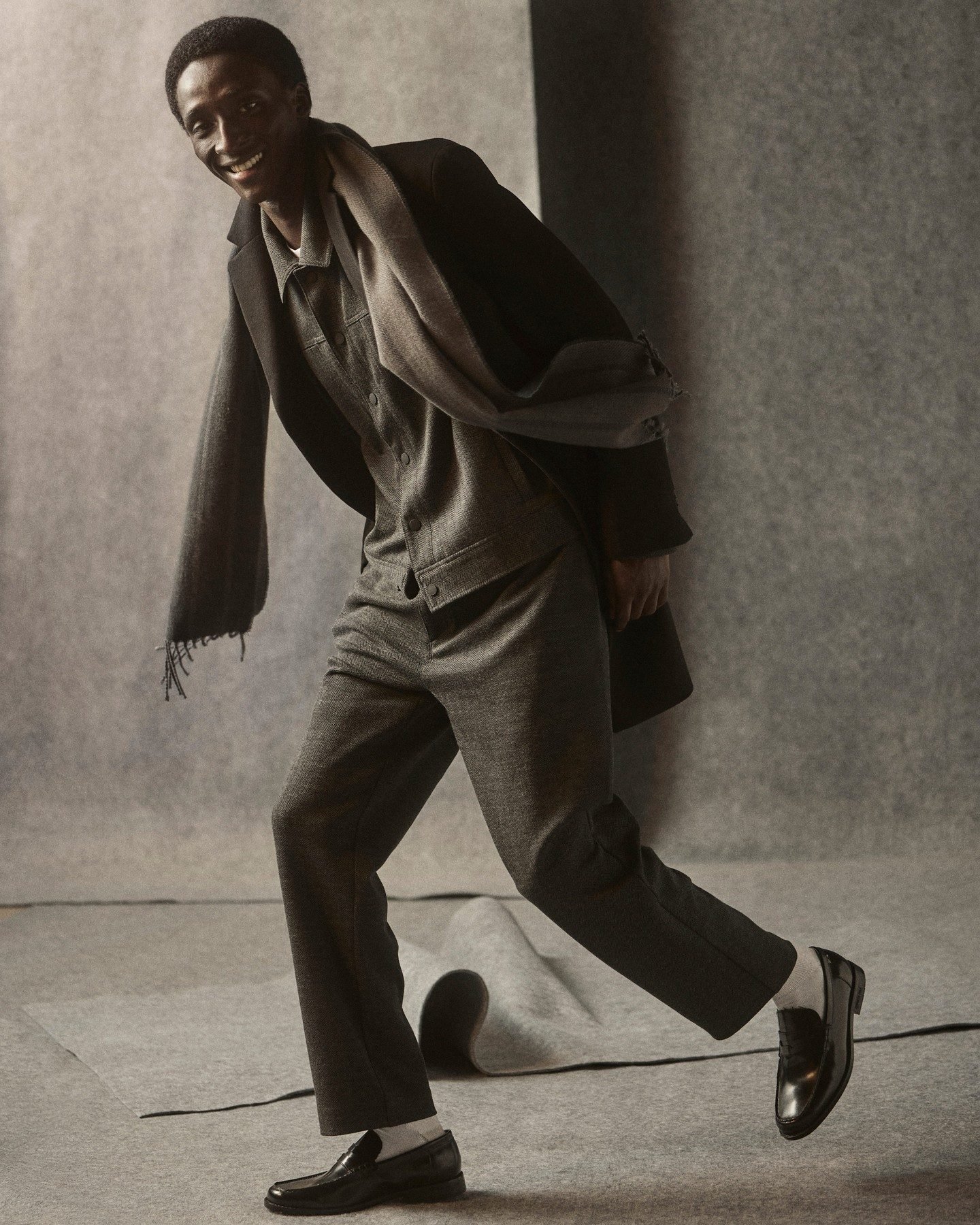 Shop Relaxed Cropped Slacks: Charcoal Mix, Stretch Fit | KC