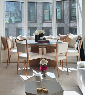 Monte Oak Wood and Rose Velvet Dining Chair - image 10 of 14