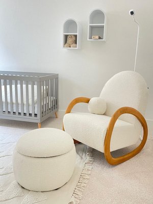 Pollie White Snow Boucle Round Storage Nursery Ottoman - image 11 of 15