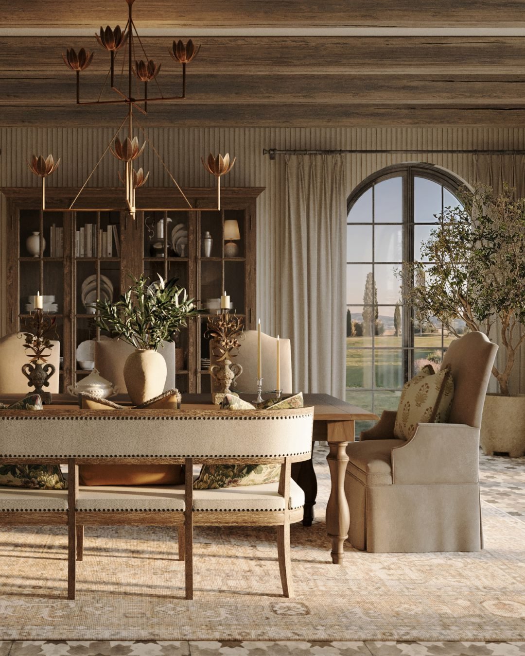 Visual Comfort Alberto Regency Antique Gold Leaf 2 Tier Chandelier