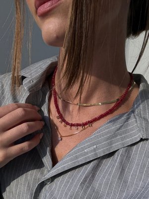 Mini Semi-Precious Pavé Custom Necklace - Red Jasper