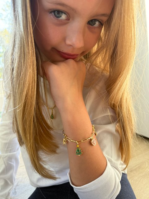 Merry Christmas Kids’ Charm Bracelet - Santa Claus