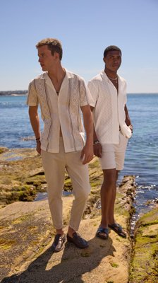 Luca Linen Blend Slim Cropped Chino