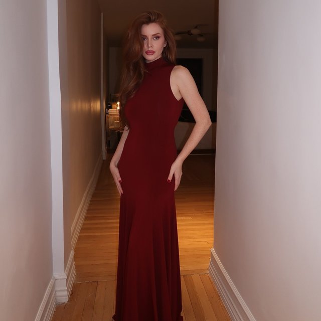 alice and olivia augusta open back maxi dress ALICE + OLIVIA Augusta Open Back Sleeveless Turtleneck Maxi Dress