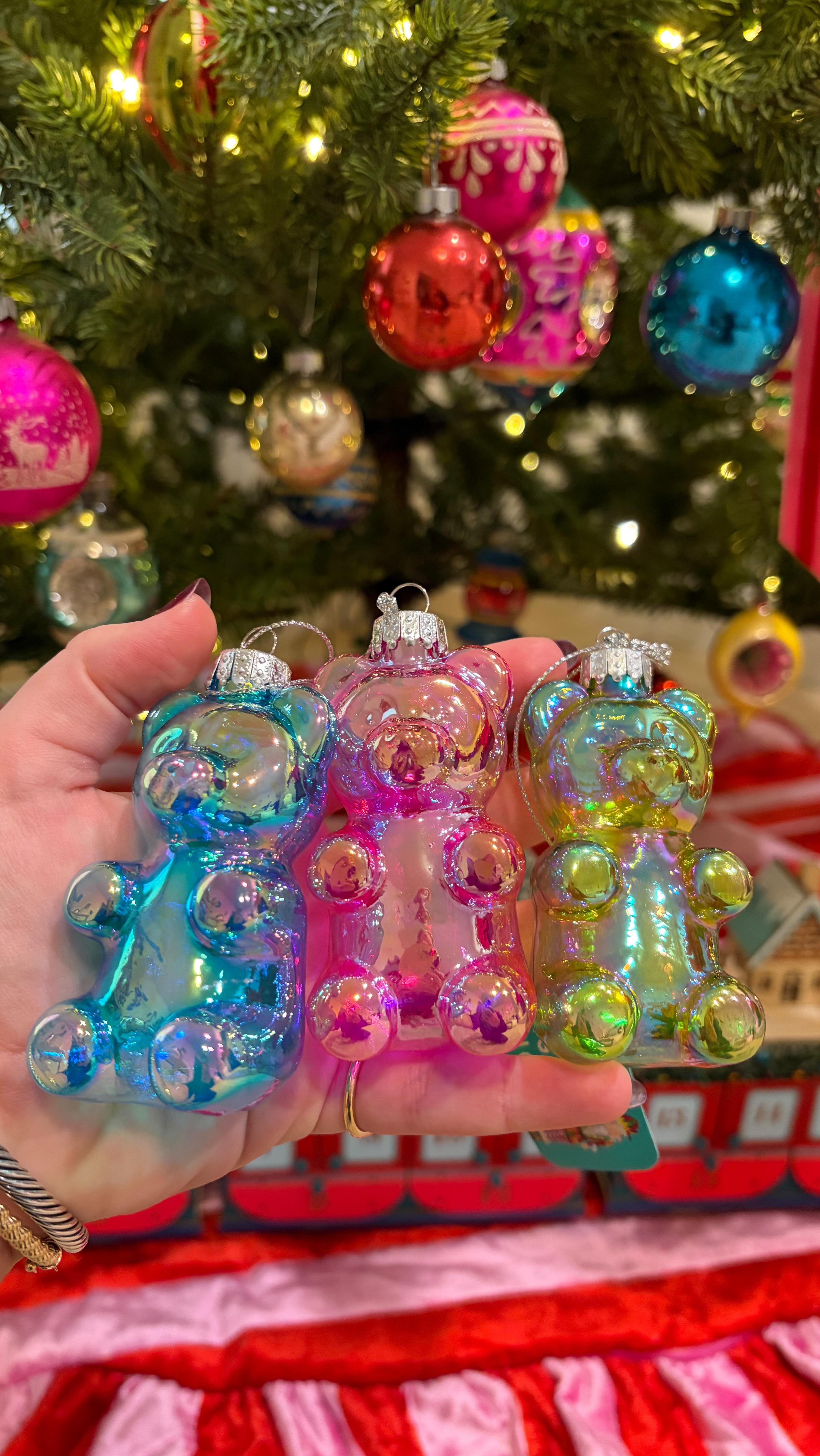 Iridescent Glass Gummy Bear Ornaments Set of 3 - World Market