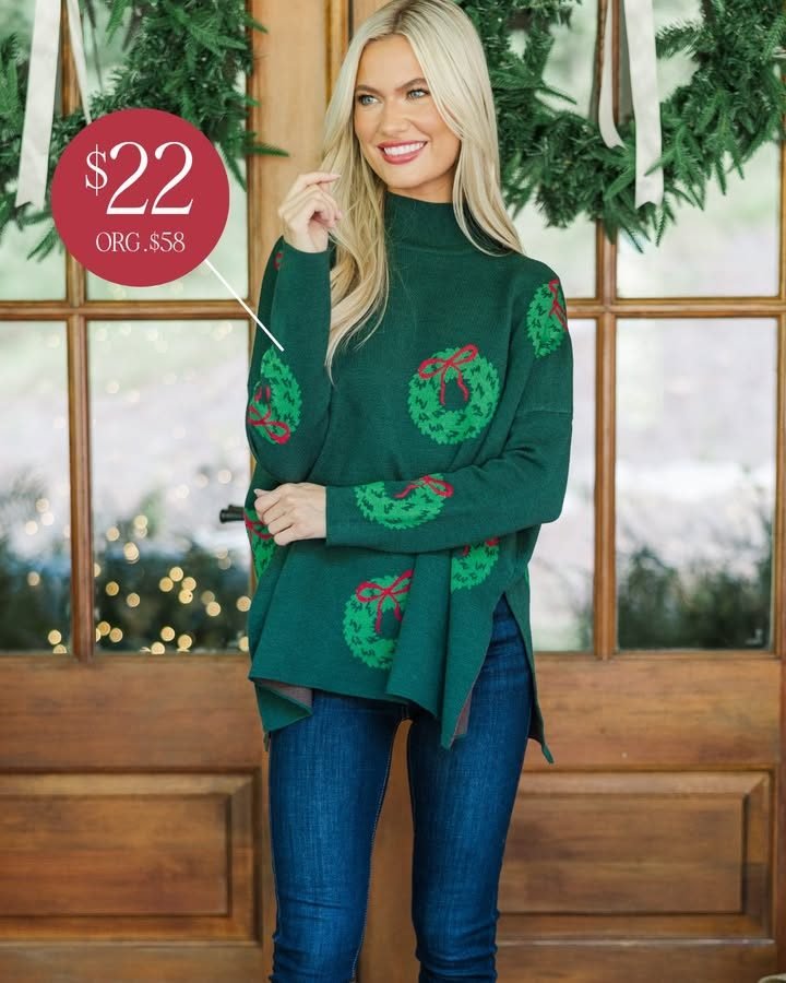 Quick Decisions Emerald Wreath Sweater – Shop the Mint