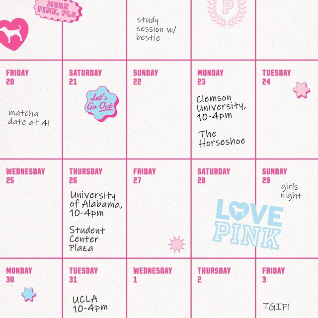 Our bags are packed. š Weāre kicking off the PINK Spring Campus Tour in two days to celebrate the new semester with you IRL the only way we know howāwith a party. Come shop, hang out with our besties Gabi, Sofia, and Grace, and enjoy some freebies. š Itās going to be a time, see you there\!