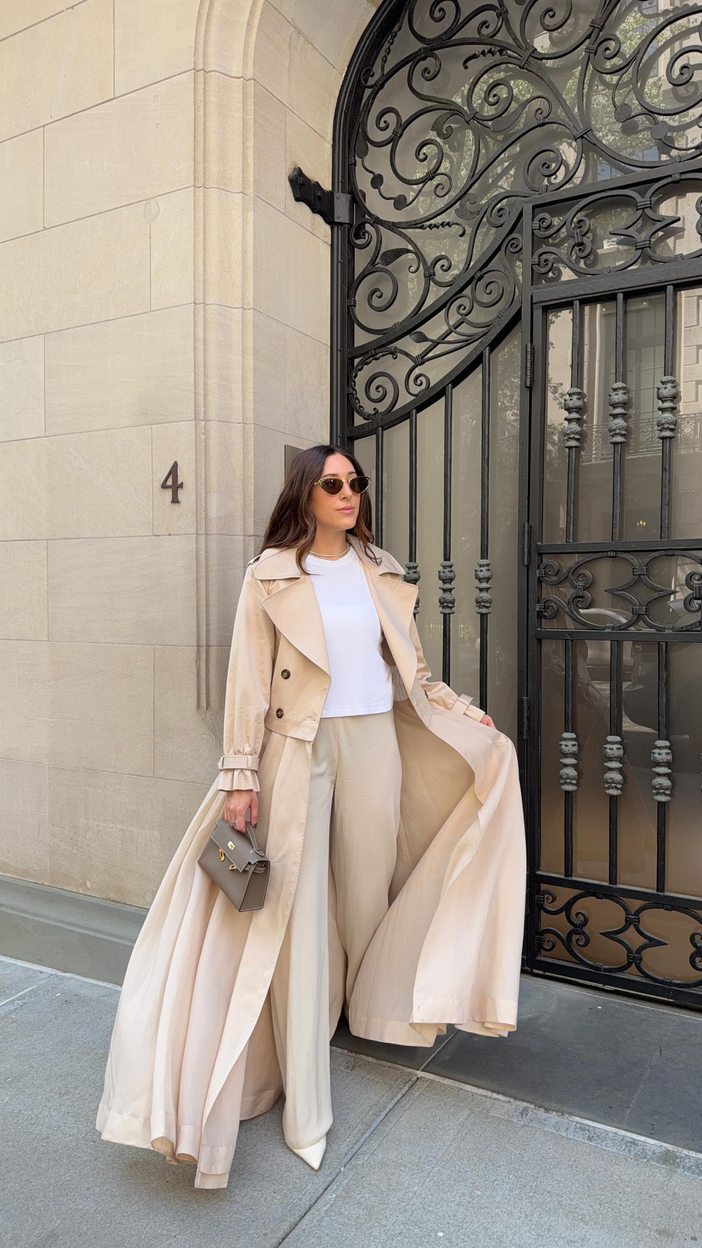NEVADA SHEER COMBO TRENCH COAT in LATTE | ALICE + OLIVIA