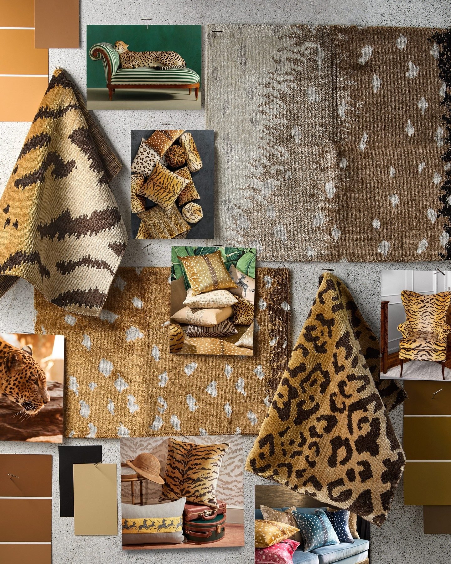 Leopardo Ivory, Gold & Black Fabric | Scalamandre