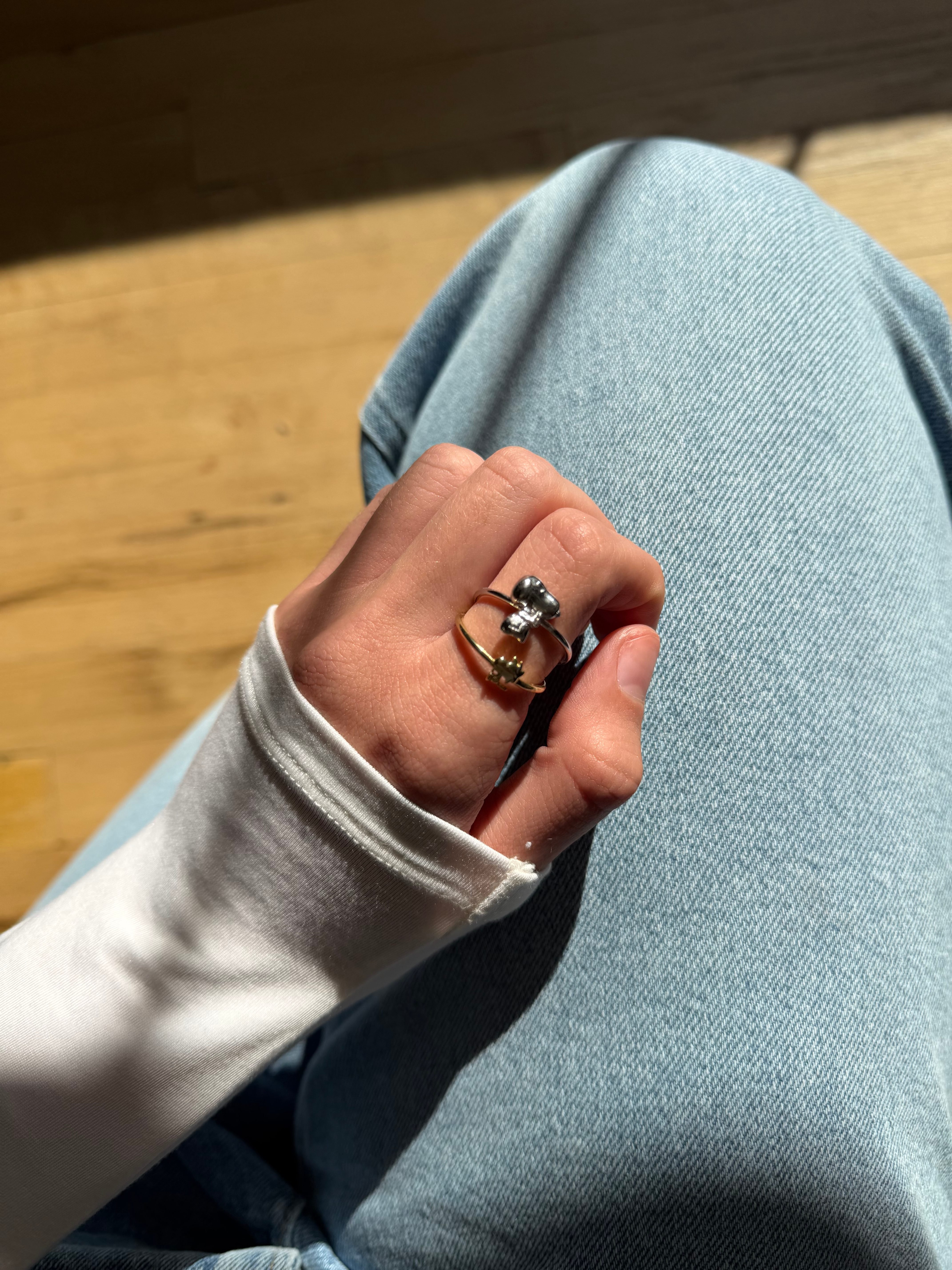 SNOOPY elegance 3連リング Peanuts Snoopy & Woodstock 14K Gold Ring Set - Gold/Silver – Set