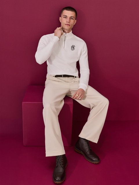 Ollie Embroidered 1/4 Zip Knit Jumper White