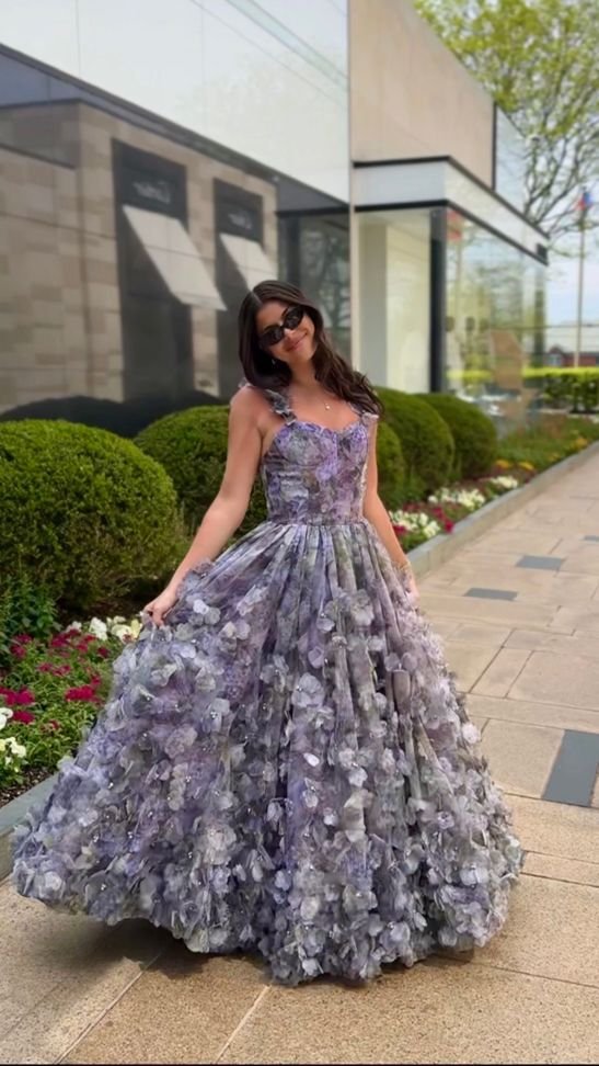 Alice＋Olivia CALISSA EMBELLISHED BALLGOWN in SEA BREEZE LAVENDER | ALICE + OLIVIA