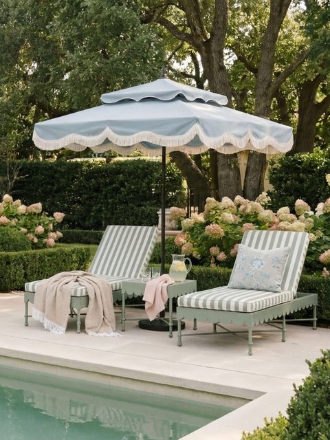 canvas patio table umbrella Odette French Country Canvas Haze Sunbrella Umbrella