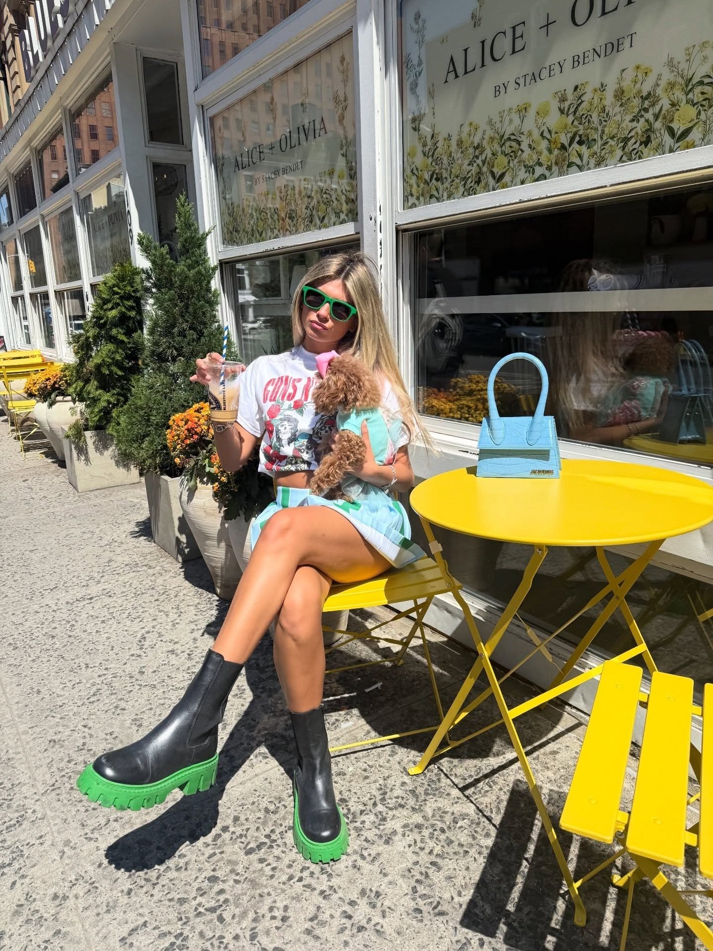 EMILIE MINI SKIRT in HRLOM STRIPE CROLNA BLU/GRN AP | ALICE + OLIVIA