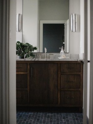 Benedicte White and Black Stripe Marble Wall Sconce by goop - image 10 of 10