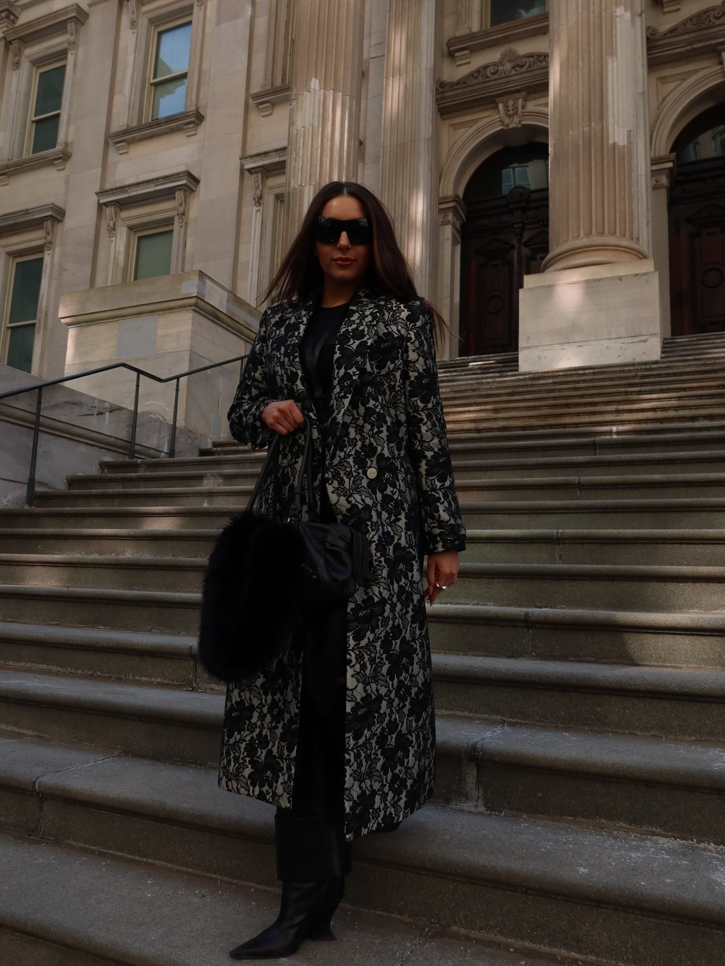 JIMMY LACE COAT in OFF WHITE/BLACK | ALICE + OLIVIA