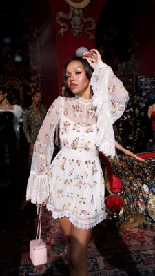 ALLEGRA EMBELLISHED LACE MINI GOWN in PALE PINK | ALICE + OLIVIA