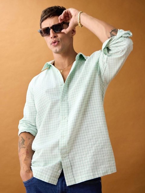 Rocco Check Relaxed Shirt Mint