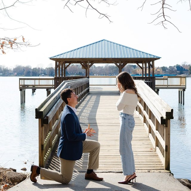 Spring is basically here… and were dreaming of proposals. Congrats to @sunniestainback and @anthonyramierz.23 on your engagement. The setting: 18K Yellow Gold Freesia Hidden Halo Diamond Ring 📷: @shelbybecklerphotography