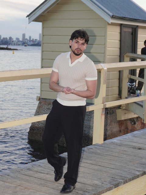 Bilgola Knit Polo Shirt Natural