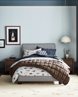 Avery Indigo Stripe Upholstered Kids Twin Bed - image 9 of 10