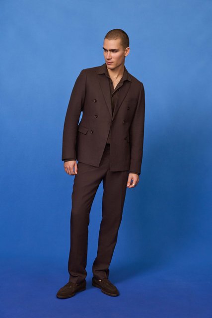 Nightfall Pure Cotton Herringbone Regular Fit Shirt  Chocolate