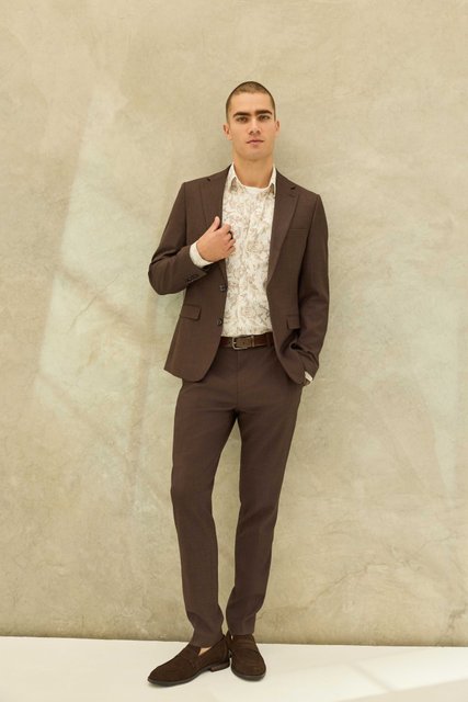 Valencia Slim Paisley Shirt Chocolate