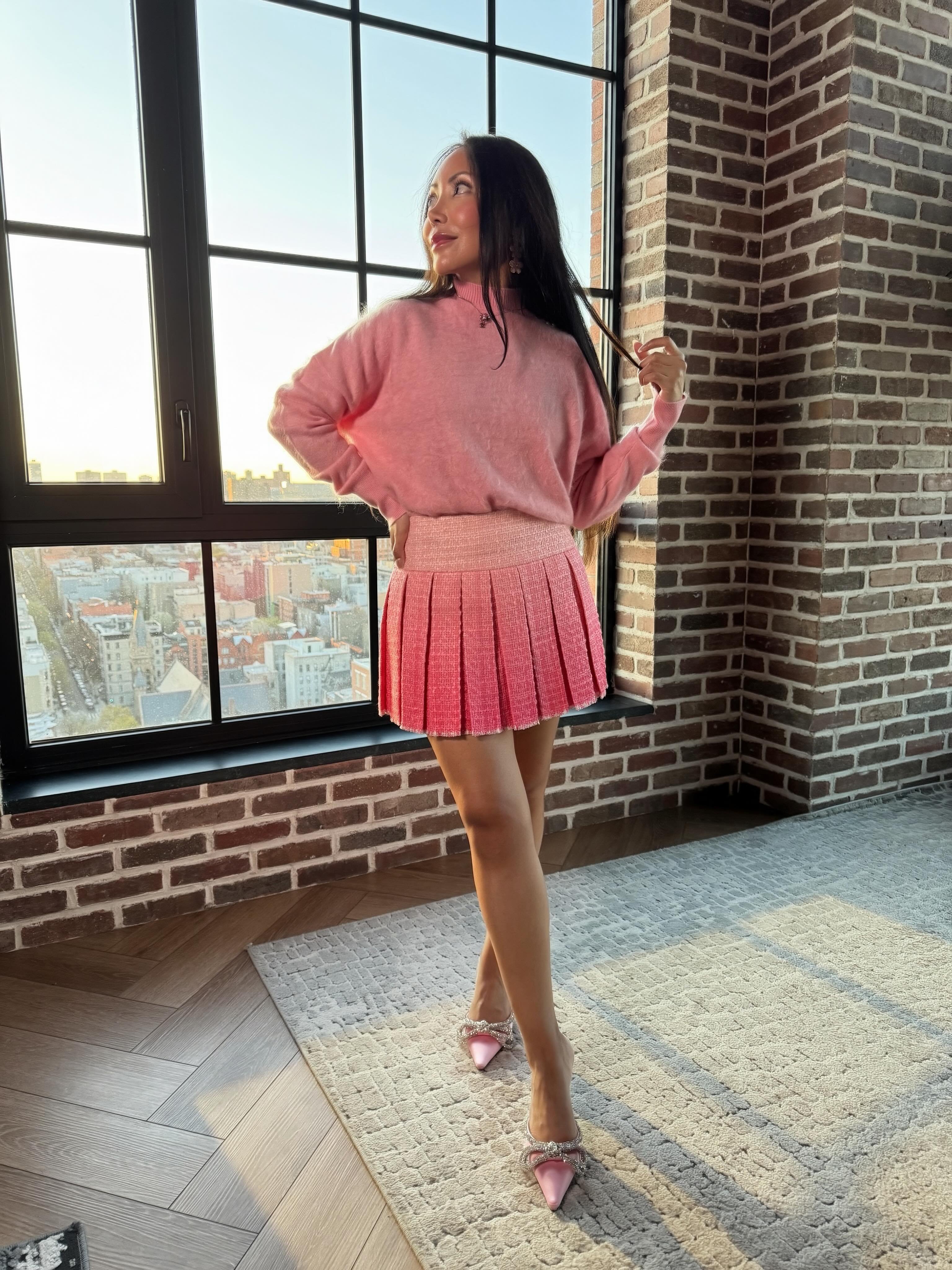 EMILIE TWEED MINI SKIRT in ASCENDANT OMBRE ENGLISH ROSE | ALICE +