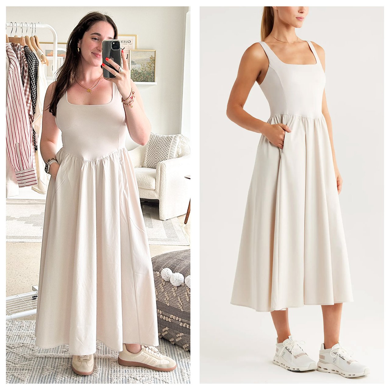 zella effortless square neck midi dress Effortless Square Neck Midi Dress (Women)
